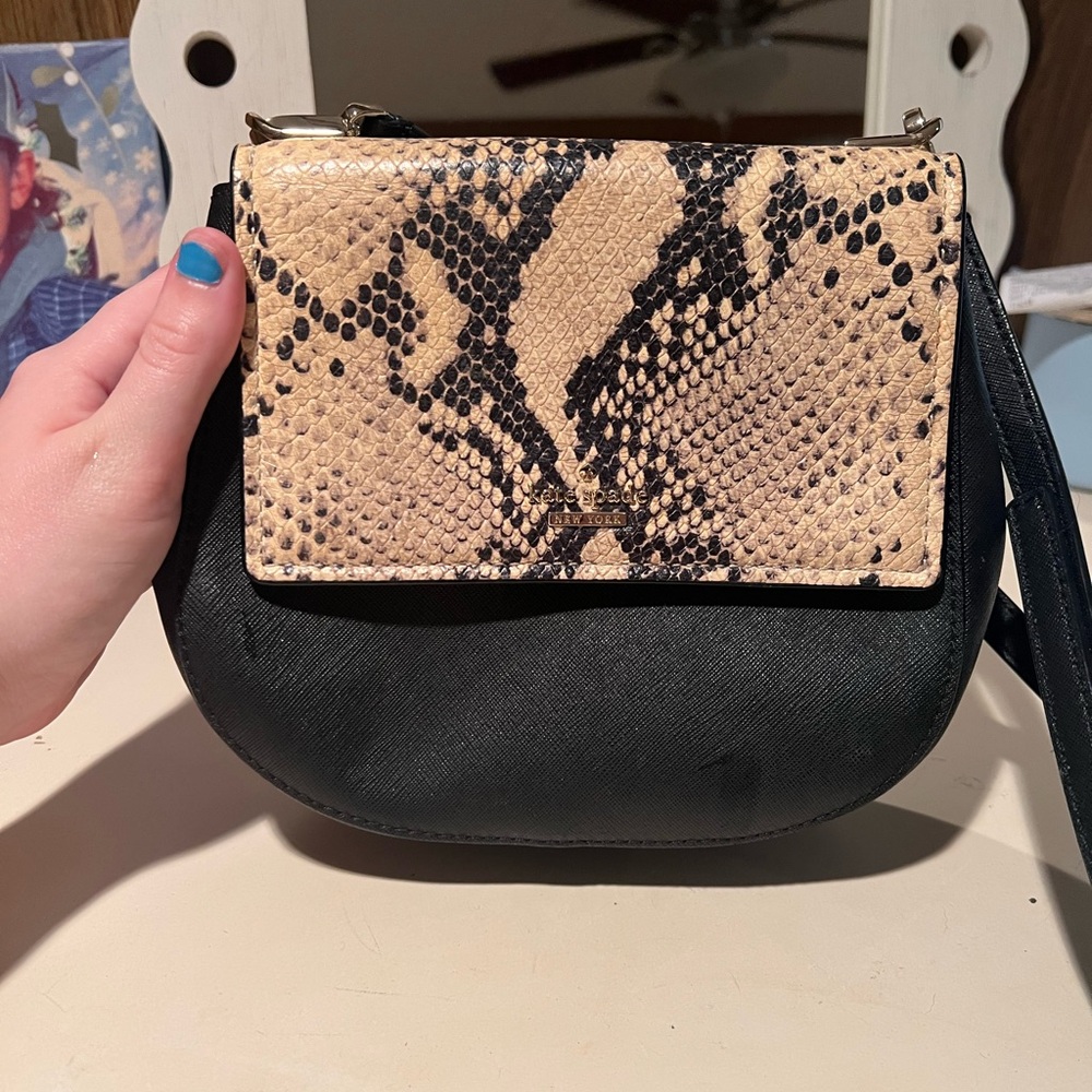 Kate Spade black and snakeskin crossbody purse